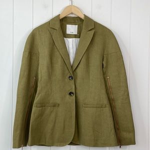 Tibi women’s hessian linen dropped shoulder blazer, khaki / green, S / XS, NWOT